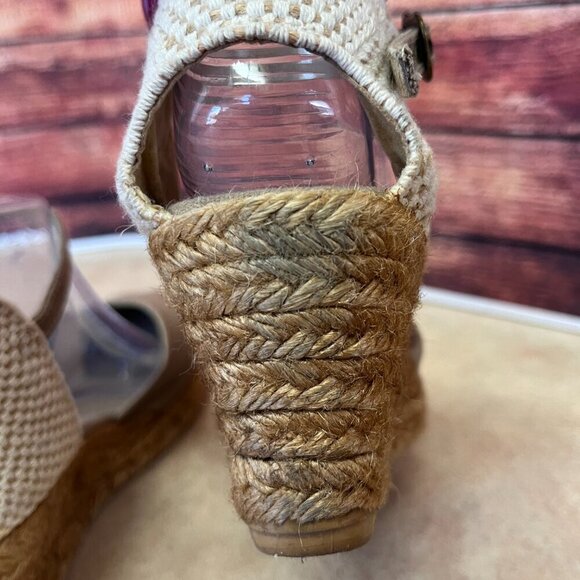 Gaimo Canvas Taupe Platform Wedge Espadrilles Handmade - Picture 8 of 16